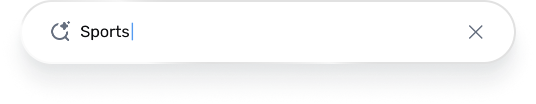 Search bar with a rotating arrow icon and the word 'Sports' typed in, with a clear (X) button on the right.