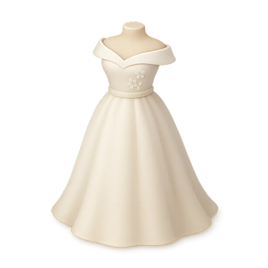 Off-white strapless ball gown with an asymmetrical neckline and floral embroidery on the bodice.