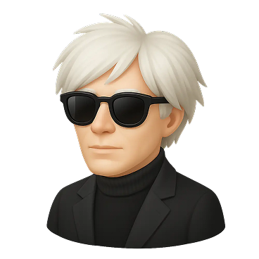 3D avatar of a person with white hair wearing black sunglasses, a black turtleneck, and a black jacket.